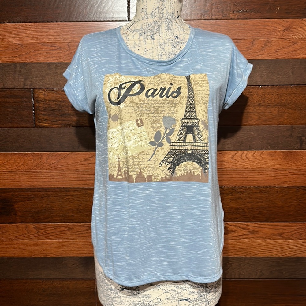 💵3/$20 Sugar & Diamonds Scoop Neck Short Sleeve Graphic Paris Tee Shirt